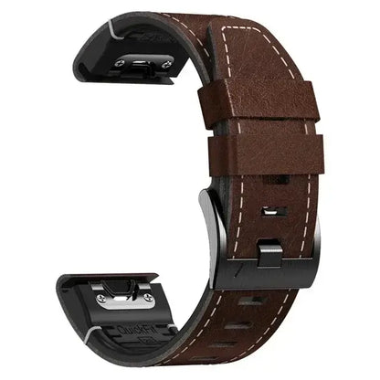 Garmin QuickFit 22/26mm Leather and Silicone Hybrid Band