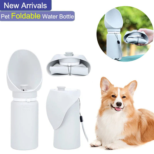 550ml Folding Pet Water Bottle - Portable Travel Mug for Dogs & Cats