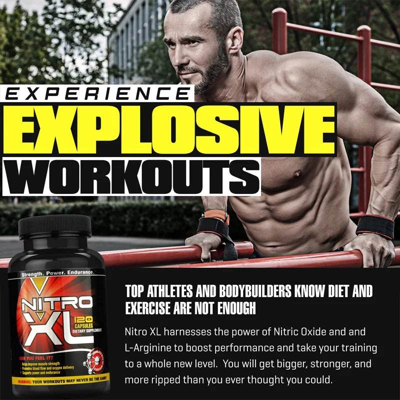 Nitro XL - Premium Nitrogen Booster for Boosting Endurance and Muscle Growth, 120 Capsules