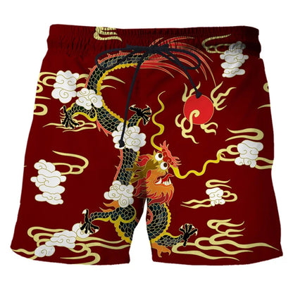 Chinese Dragon 3d Print Swim Trunks For Men Hawaiian Beach Shorts Loose Quick Dry Surf Board Shorts Swimwear Street Short Pants