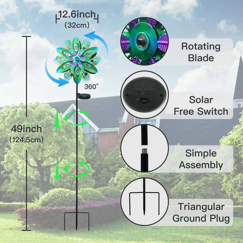 Wind Spinner Solar Garden Decor