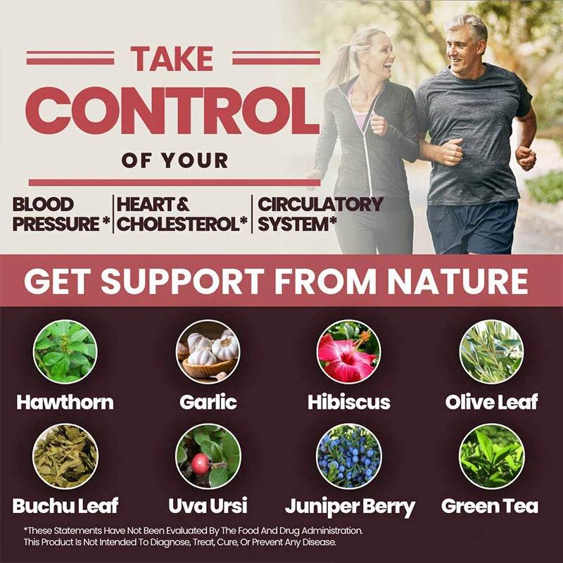 Blood Pressure Support Supplement - Supports Fat Metabolism, Blood Circulation, Healthy Brain, Heart, Blood Vessels