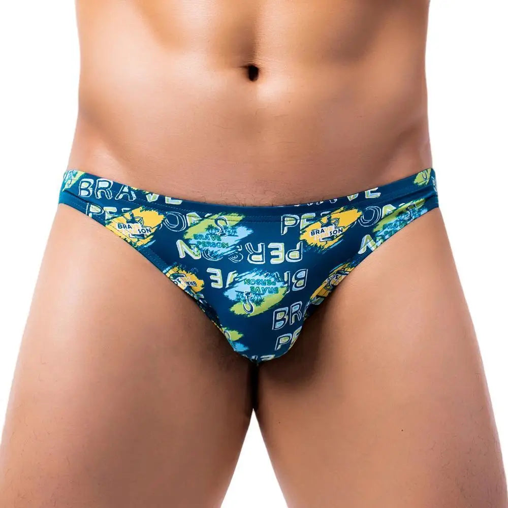 BRAVE PERSON Nylon Men's Briefs Sexy Underwear Print Underpants Briefs Male Panties Bikini Briefs