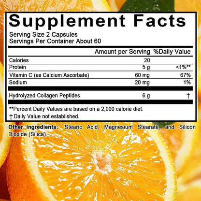 Bcuelov Type I & III Hydrolyzed Collagen Peptides Plus Vitamin C Supports Healthy Hair, Skin, Nails, Joints & Bones