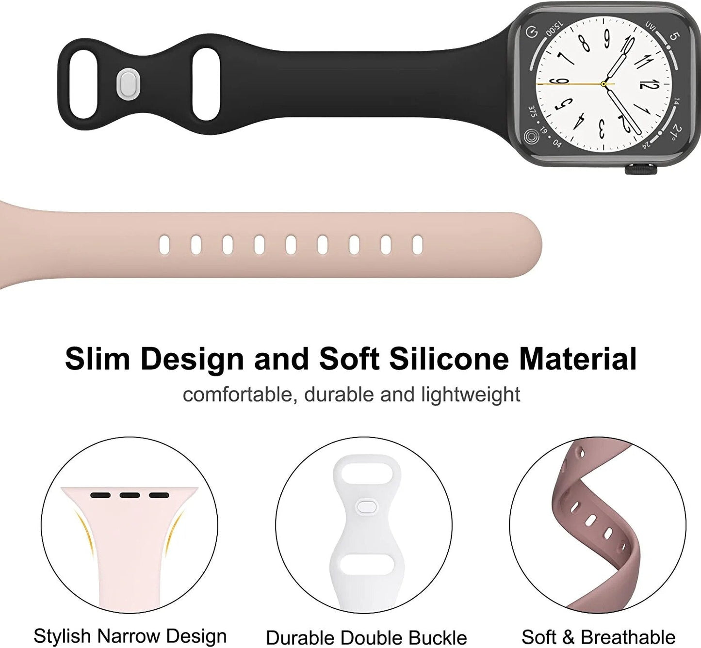 Silicone loop For Apple Watch Band/Strap Series 11/10/9/8/7/6/5/4/ SE / Ultra 1/2/3