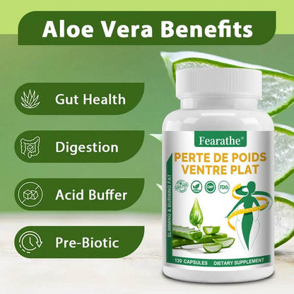 Aloe Vera Extract Capsules, Detox Cleansing and Digestive Support, Promote Gut Health, 120 Capsules