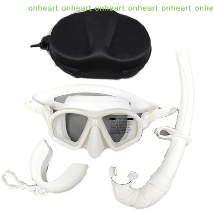 [C]Foldable Snorkel J-type Diving Mask With Camera Mount Tempered Glass Freediving Mask Snorkeling Set