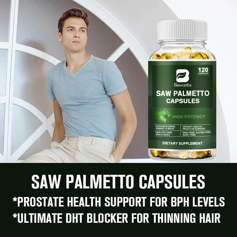 BEWORTHS Saw Palm Capsules Support Male Prostate Health ,Urinary Tract Health Enhance Vitality Support Hair health Hair Growth