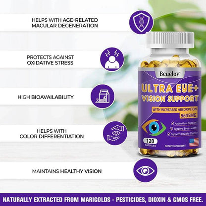 Advanced Eye Vitamin Supplement for Macular Health & Dry Eyes - Improve Eye Fatigue, Stress & Night Vision, Adults Men Women