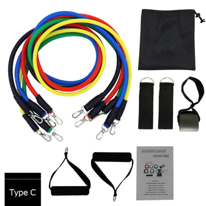 11 Piece Resistance Band Set - Tube Bands Door Anchor Handles