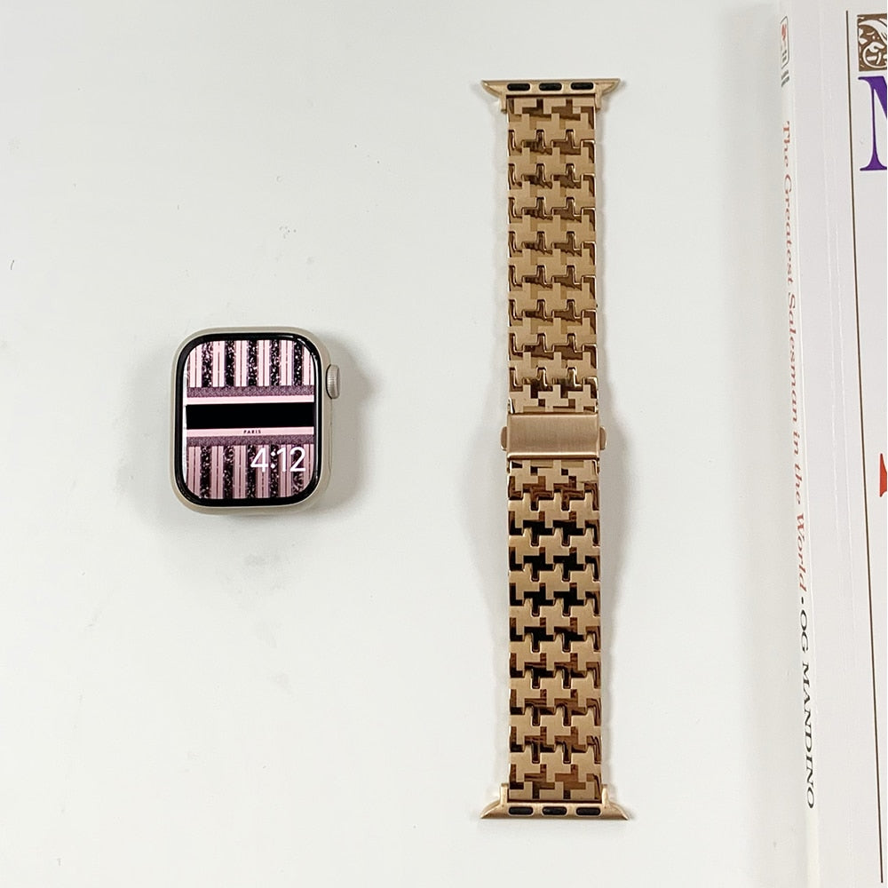 Women Gold Wristband for Apple Watch Band Series 11/10/9/8/7/6/5/4/ SE / Ultra 1/2/3