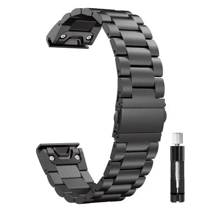 Garmin QuickFit 22/26mm Stainless Steel Three-Link Band