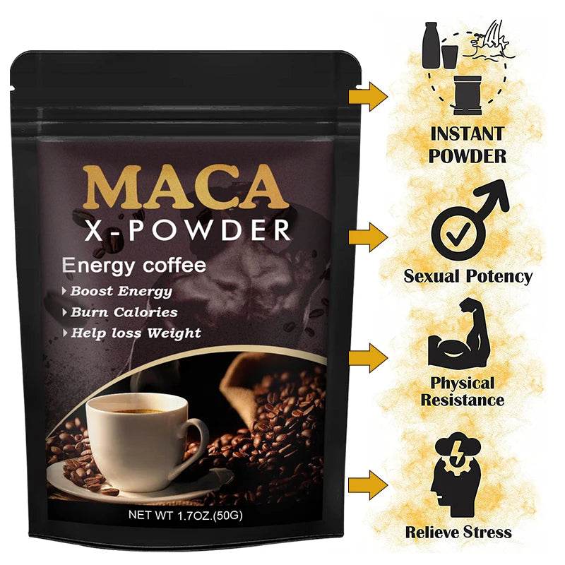 BEWORTHS 50G Maca Root Coffee Energy Supplement,Supports Athletic Performance and Motivation,Builds Muscle and Strengthens