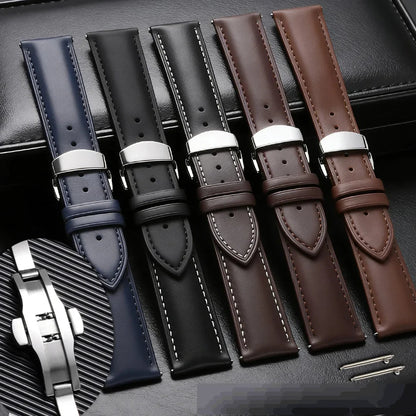 Samsung Galaxy Watch 7, 6, 5, 4 & FE Leather Band with Butterfly Clasp