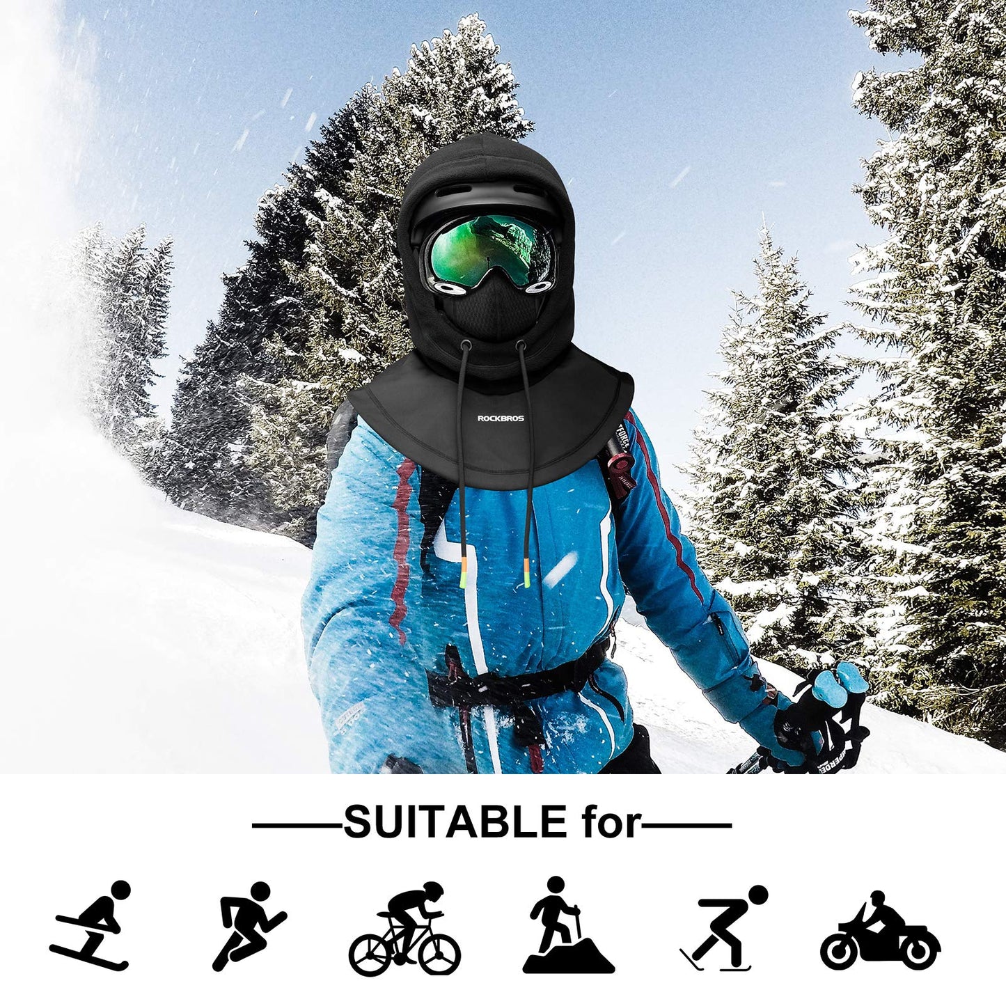 ROCKBROS Ski Balaclava Thermal Fleece Balaclava for Cold Weather Winter Men - Triathlete Store