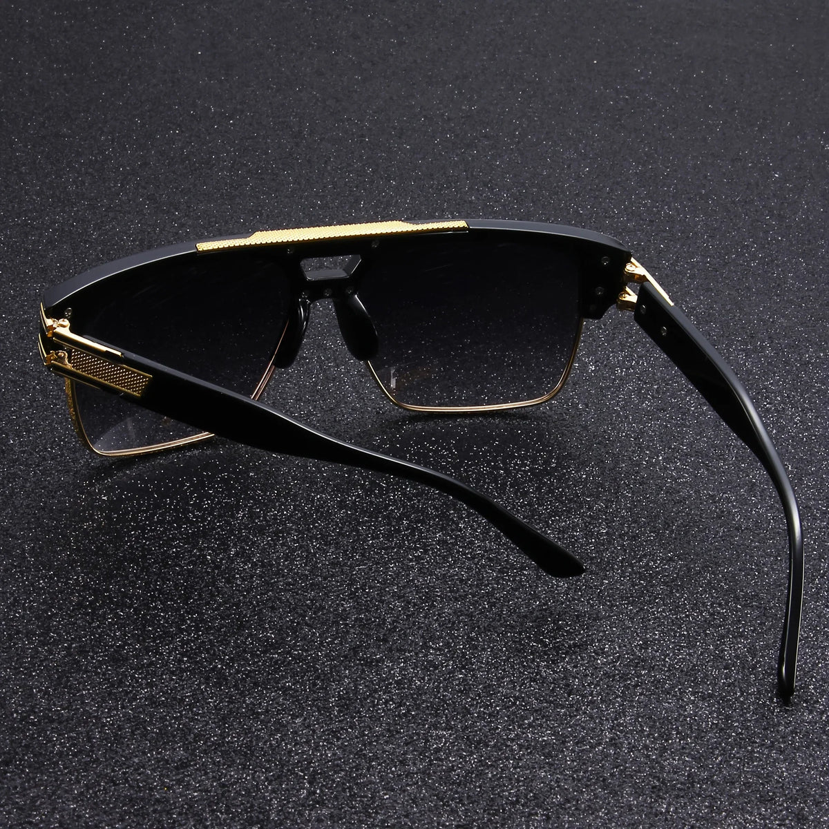 Black Gold Double Beam Square Sunglasses, Light Luxury Men's Business Driving Glasses