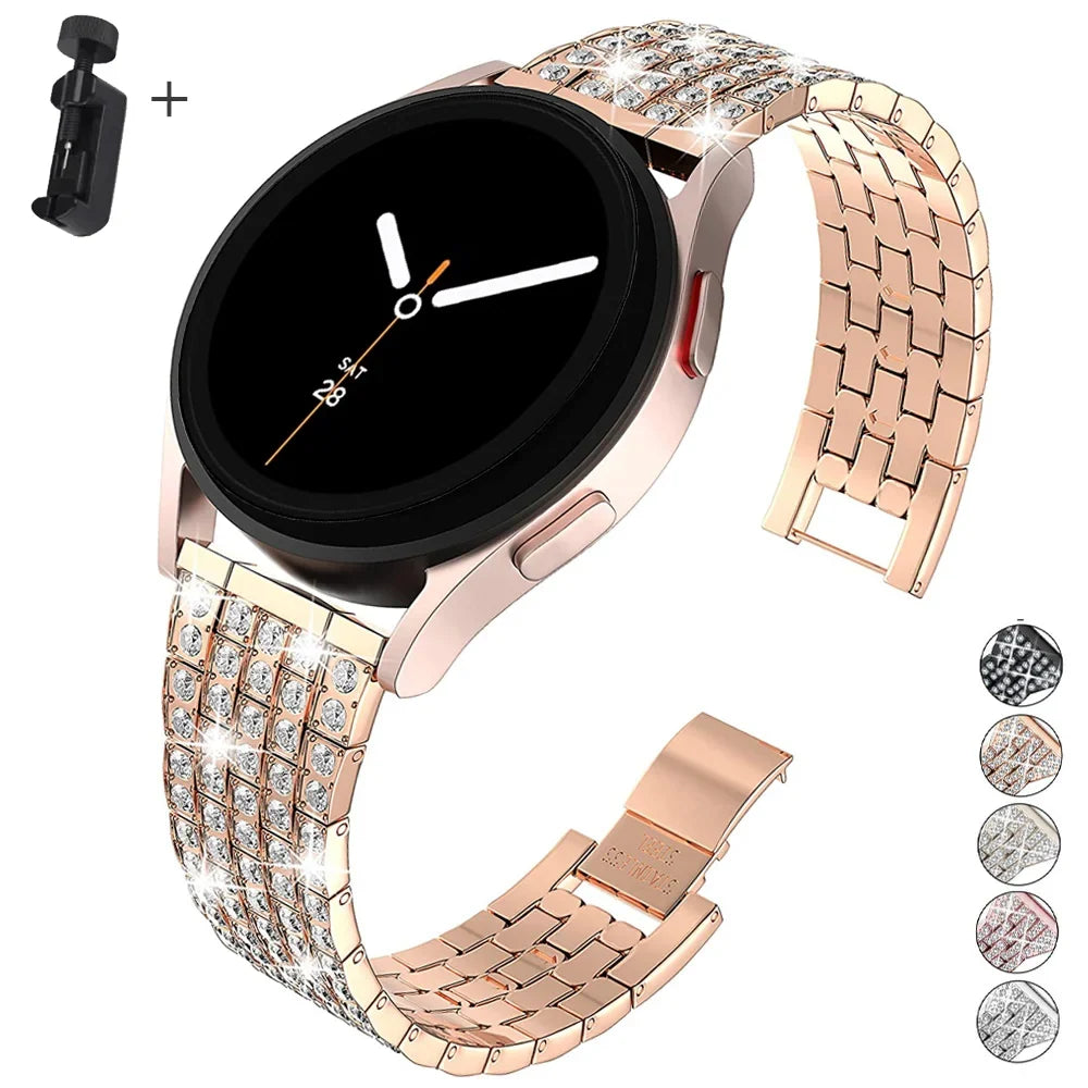 Samsung Galaxy Watch8, 8 Classic & 9 Rhinestone Steel Link Bracelet
