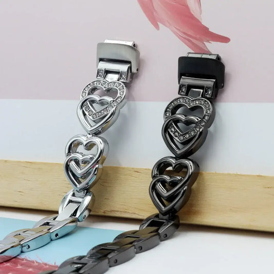 Fitbit Inspire 3 Steel Heart Design Band – Elegant Stainless Steel Strap