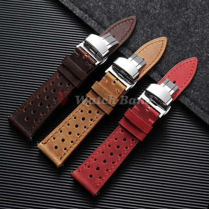Samsung Galaxy Watch 7, 6, 5, 4 & FE Perforated Racing Leather Band