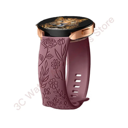 Samsung Galaxy Watch 7, 6, 5, 4 & FE Rose Engraved Silicone Band