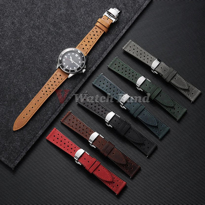 Samsung Galaxy Watch 7, 6, 5, 4 & FE Perforated Racing Leather Band