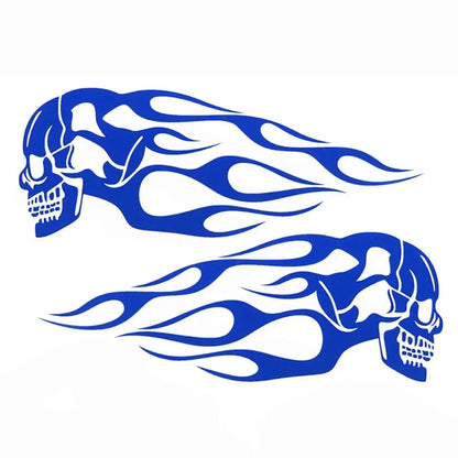 2Pcs/Set Flame Skulls Decals Motorcycle