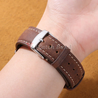 Samsung Galaxy Watch 7, 6, 5, 4 & FE Vintage Stitched Leather Band