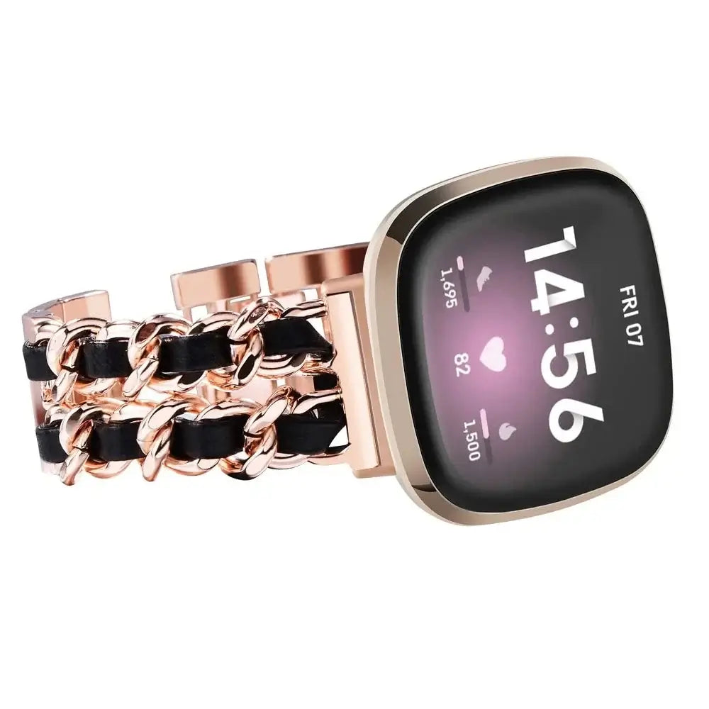 Fitbit Versa & Sense Leather Metal Band - Luxurious Design