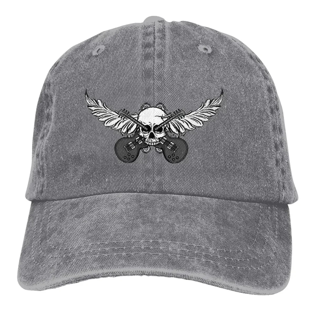 Guitar Rock Multicolor Skull Wing Baseball Caps