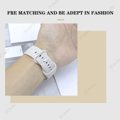 Samsung Galaxy Watch 7, 6, 5, 4 & FE Rose Engraved Silicone Band
