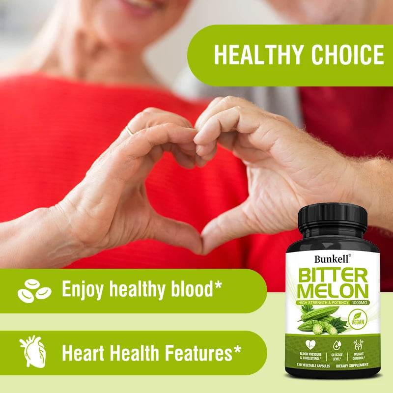 Bitter Melon Extract, Supports Blood Pressure, Weight Management, Balanced Blood Sugar Health & Circulation, 120 Capsules