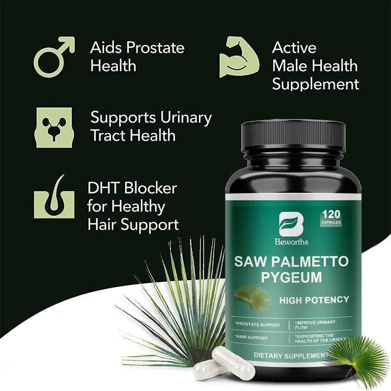 BEWORTHS Saw Palm Supplement Helps Promote Prostate Health & Prevent DHT Hair Loss No Gluten,Non-gmo Hair Growth