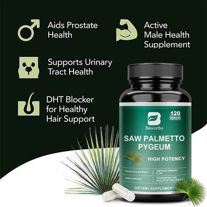 BEWORTHS Saw Palm Supplement Helps Promote Prostate Health & Prevent DHT Hair Loss No Gluten,Non-gmo Hair Growth