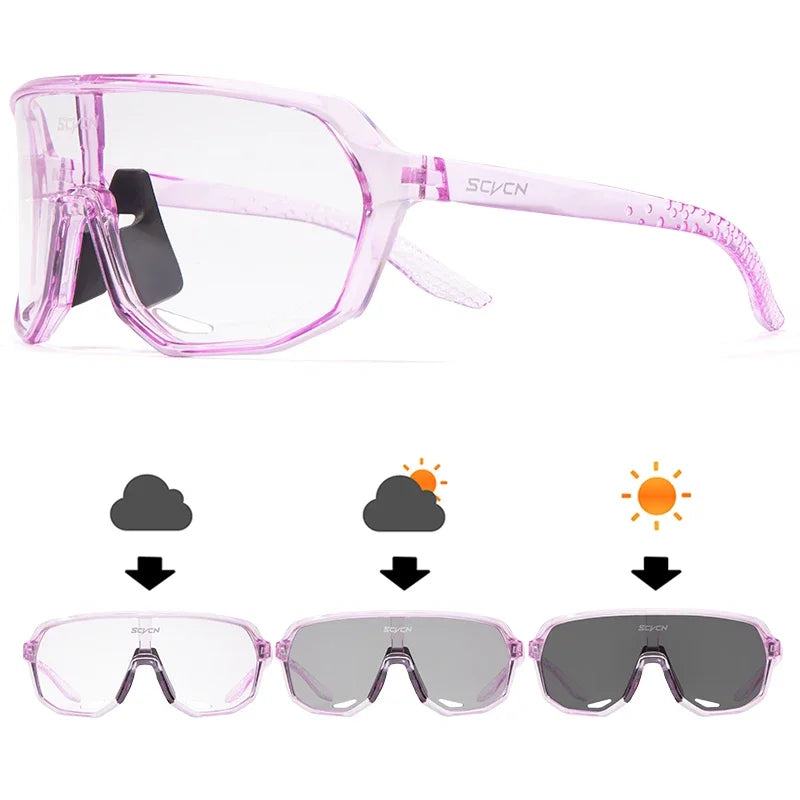 Scvcn Photochromic Sunglasses Cycle Glasses for Men Sun Mountain Bike Bicycle Cycling Eyewear Goggles Sports UV400 Polarized MTB
