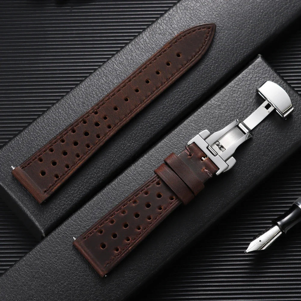 Samsung Galaxy Watch 7, 6, 5, 4 & FE Perforated Racing Leather Band