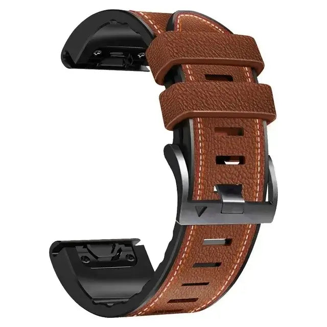 Garmin QuickFit 22/26mm Leather and Silicone Hybrid Band