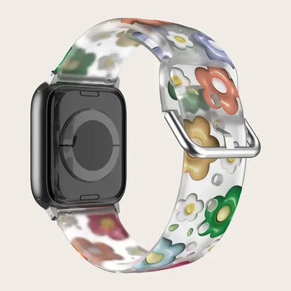 Apple Watch Patterned & Clear Silicone Band with Buckle