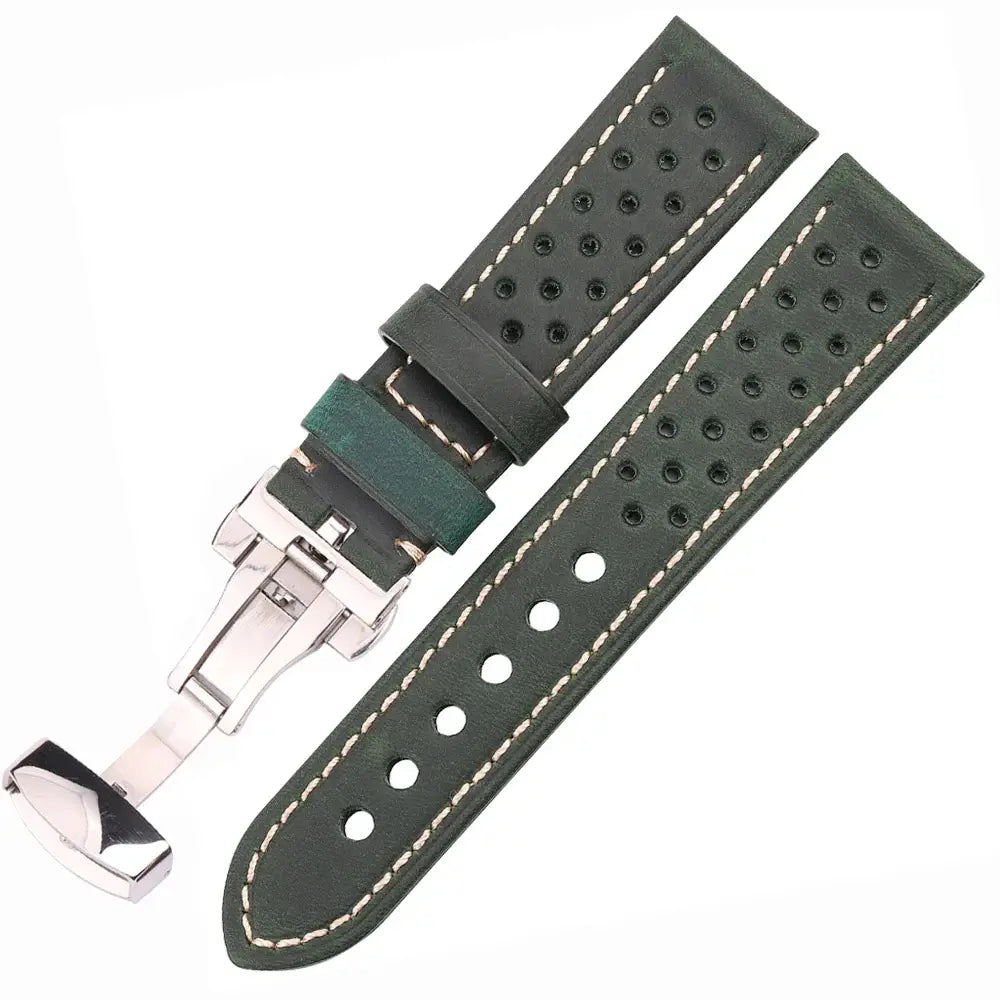 Suunto Race, Vertical & 9 Peak Perforated Leather Band, Folding Clasp
