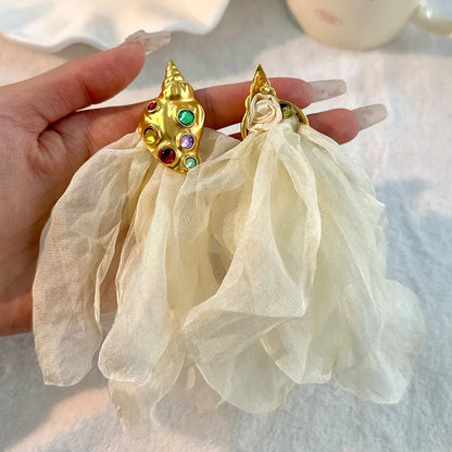 Handmade Cotton Long Tassel  Earrings