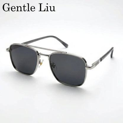 2026 Luxury Square Sunglasses Men Retro Double Bridge Metal Frame Driving Eyewear Vintage Sun Glasses For Male Outdoor Shades