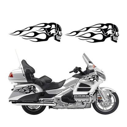 2Pcs/Set Flame Skulls Decals Motorcycle