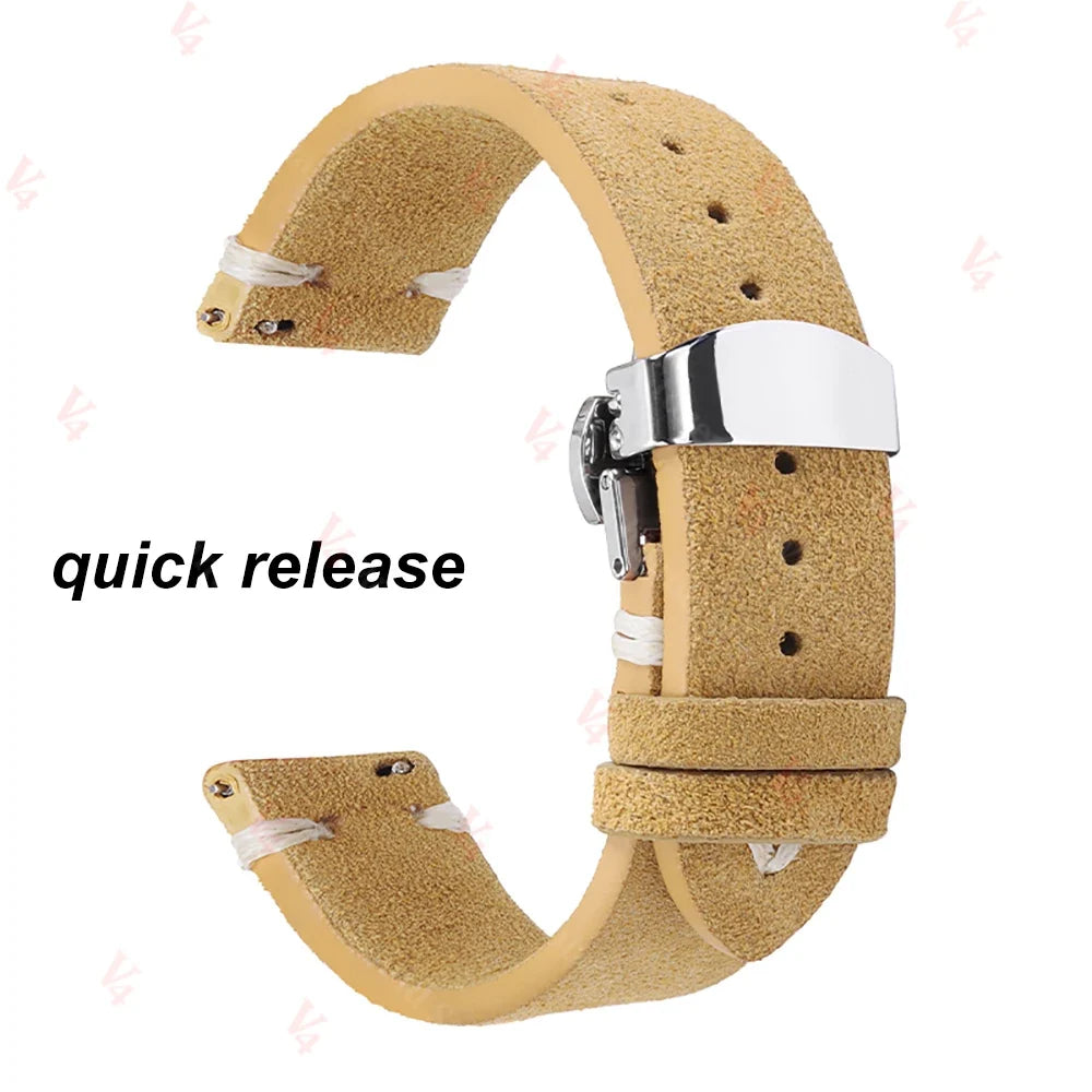 Samsung Galaxy Watch 7, 6, 5, 4 & FE Stitched Suede Band with Butterfly Clasp