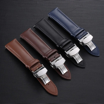 Samsung Galaxy Watch 7, 6, 5, 4 & FE Leather Band with Butterfly Clasp