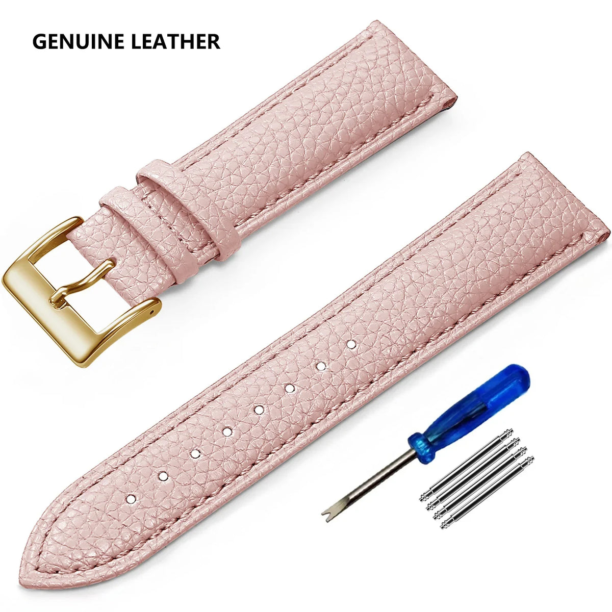 Samsung Galaxy Watch 7, 6, 5, 4 & FE Grained Leather Band, Spring Bars & Tool