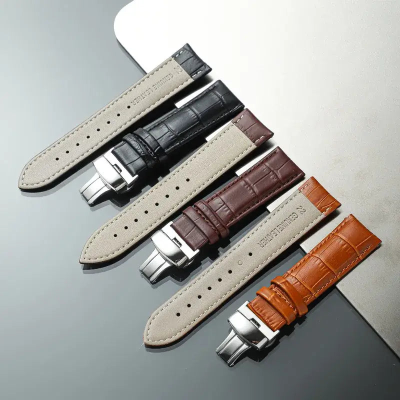 Suunto Race, Vertical & 9 Peak Croc-Pattern Leather Butterfly Band