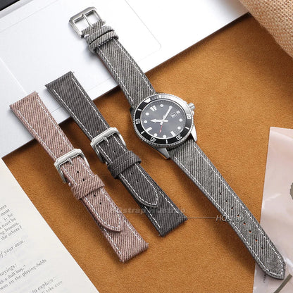 Samsung Galaxy Watch 7, 6, 5, 4 & FE Denim Band with Leather Lining