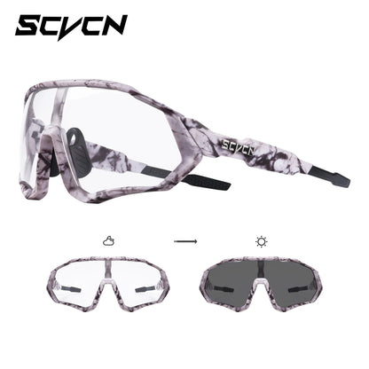 SCVCN Photochromic Cycling Sunglasses Outdoor Sports Running Drving Glasses Road MTB Bicycle Goggles  UV400 Safety Bike Eyewear