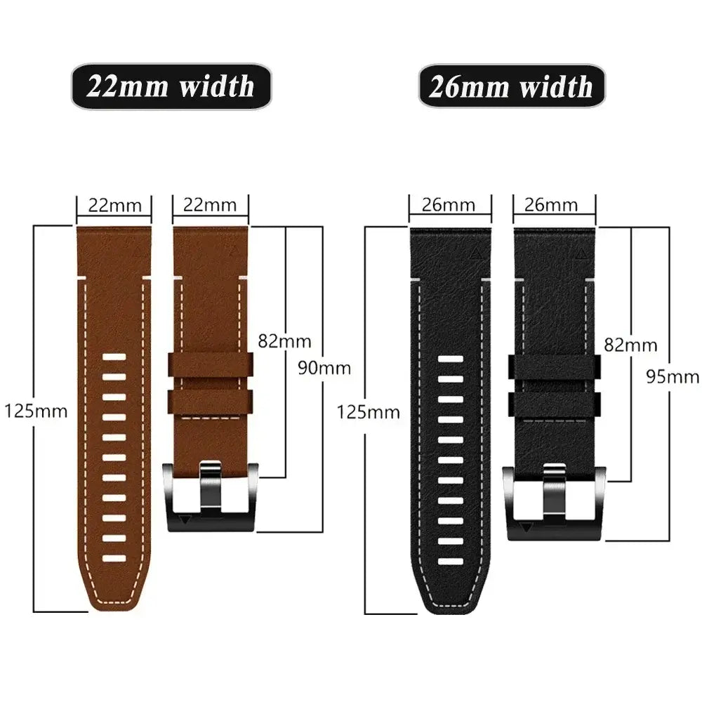 Garmin QuickFit 22/26mm Leather and Silicone Hybrid Band