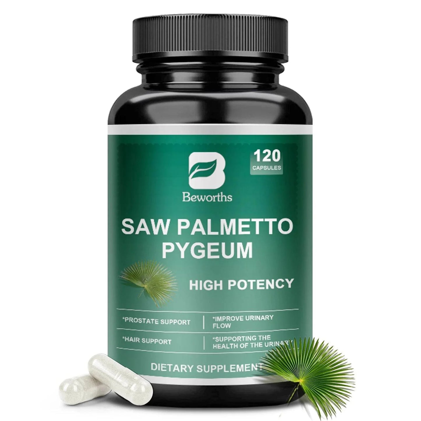 BEWORTHS Saw Palm Supplement Helps Promote Prostate Health & Prevent DHT Hair Loss No Gluten,Non-gmo Hair Growth