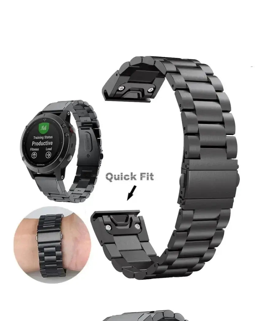 Garmin Stainless Steel QuickFit Strap - Sleek and Stylish - Triathlete Store